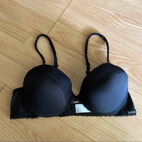 Kensie Lingerie Black Lace Trim Push Up Bra 36C - Picture 1 of 9